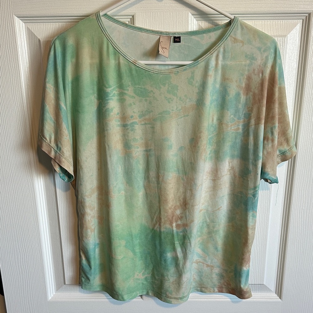 Seea Green and Tan Women's Top